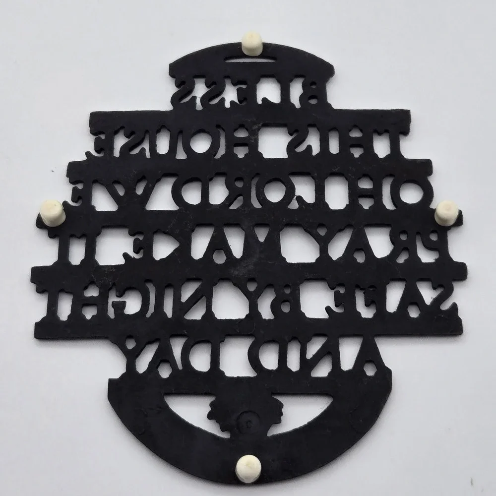 Cast Iron Trivet Bless This House Prayer‎ Vintage Kitchen Wall Decor